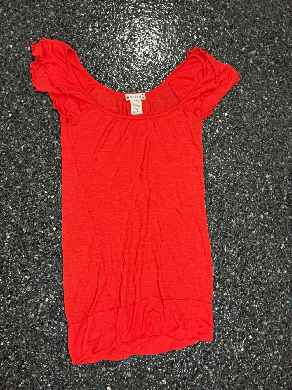 Wet Seal Red Ruffle Sleeve Women’s XS Shirt Sleeve T Shirt